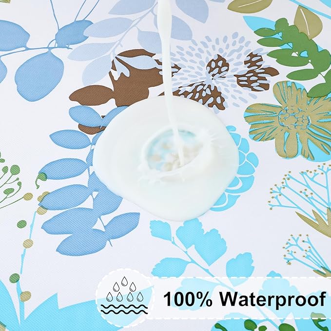 misaya Rectangle Vinyl Tablecloth, Fitted Table Cover, 100% Waterproof, Elastic Edge, Flannel Backing, Table Cloth Fit 6 Foot Folding Tables for Picnic, Outdoor (Leaves, 30x72 inch)