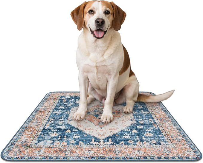 Lahome Super Absorbent & Leakproof Washable Dog Pee Pads - 2 Pack Value Set - Waterproof, Non-Slip Reusable Pads for Puppy Training, Crates & Whelping (24"x24", Beige Blue)