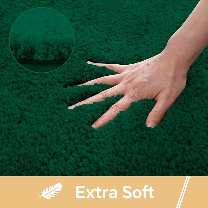 Verdant Green Bathroom Rugs 30"x50" - Large Bath Mat for Bathroom Floor, Fluffy Microfiber Plush Rug, Non Slip and Washable - Great for Living Room, Bedroom or Kitchen Mat