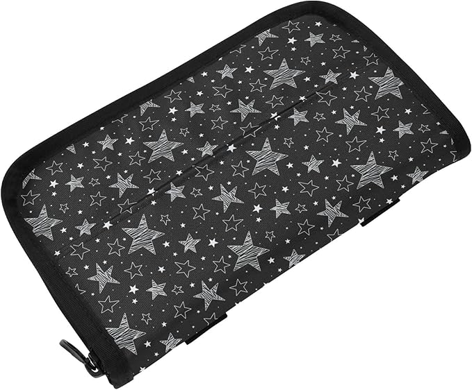 Car Tissue Holder Car Napkin Holder Car Tissue Box Dispenser Storage Case Sun Visor Mask Holder with Adjustable Straps Reusable Refillable Sliver Stars Black