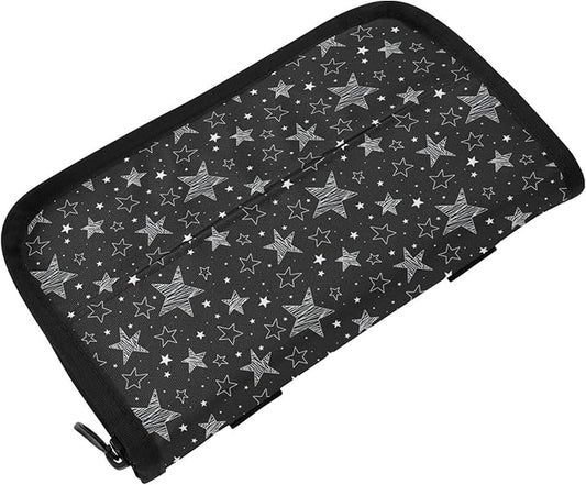 Car Tissue Holder Car Napkin Holder Car Tissue Box Dispenser Storage Case Sun Visor Mask Holder with Adjustable Straps Reusable Refillable Sliver Stars Black
