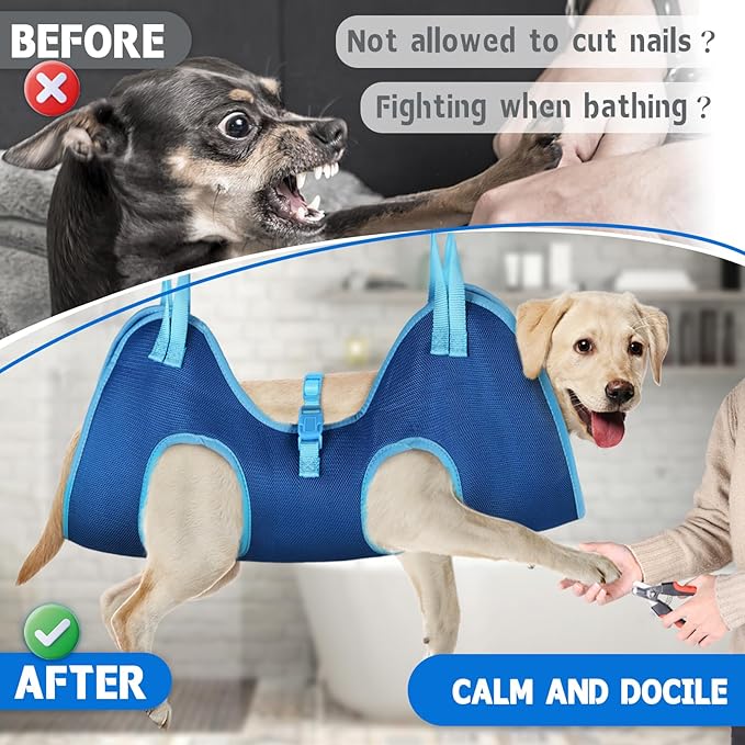 Supet Dog Grooming Hammock, Dog Hanging Harness for Nail Trimming Doorframe, Pet Holder Restraint for Clipping Nails, Pet Hoist Sling for Cutting Nails, Ear & Eye Cleaning, Medicine at Home (XL)