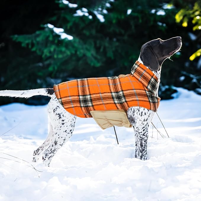 Kuoser Waterproof Dog Coat, Reversible Dog Jacket for Small Dogs, Adjustable Durable Doggie Winter Coat Warm Cozy Puppy Cold Weather Apparel from Small to Large Breed, Orange S