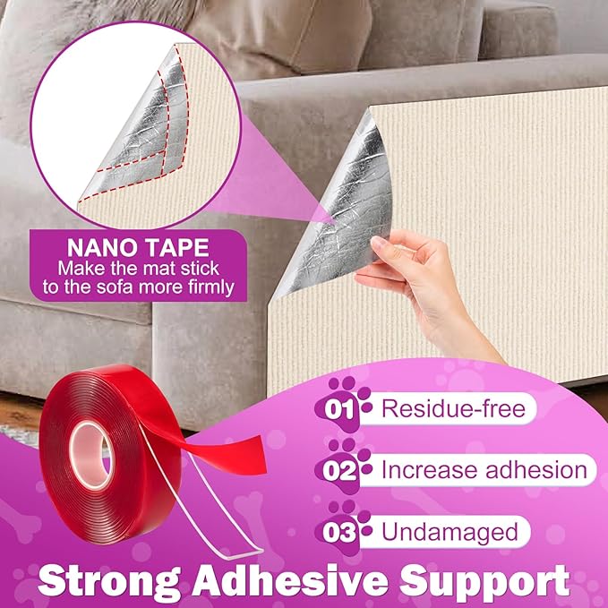 ENONCI Anti Cat Scratch Couch Furniture Protector, 78.7x15.8 Wall Corner Scratcher Pads Mat, DIY Climbing Scratching Carpet Post Board Replacement
