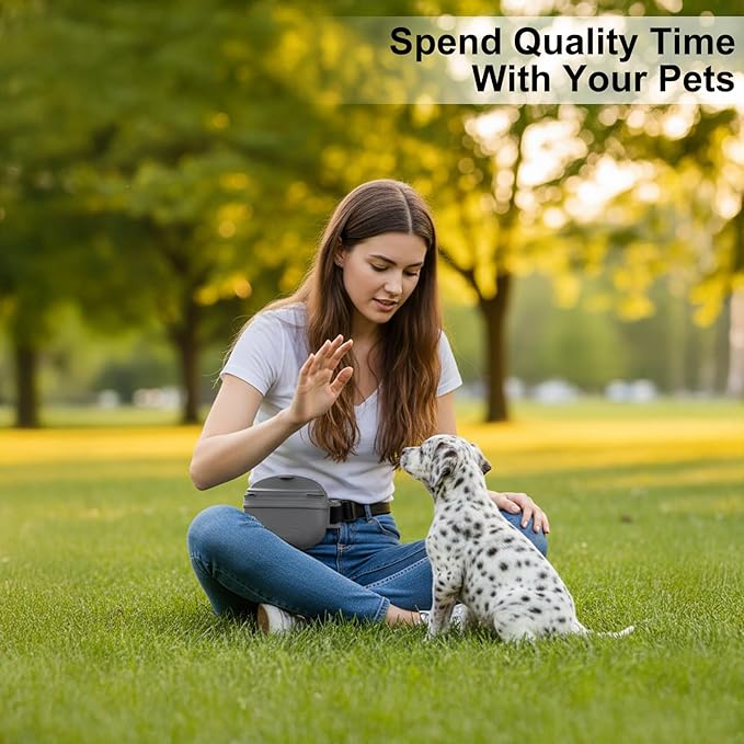 Upgraded Dog Treat Pouch, Stronger Magnetic Closure to Prevent Spilling, 1.7 Cup Silicone Fanny Pack with Waist Belt for Dog Training Walking(Gray)