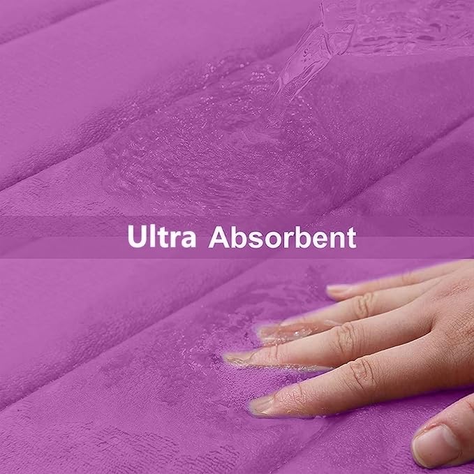 Buganda Memory Foam Bath Mat, 30" x 20", Ultra Soft and Non-Slip Bathroom Rugs, Water Absorbent and Machine Washable Bath Rug for Bathroom, Shower, and Tub, Violet