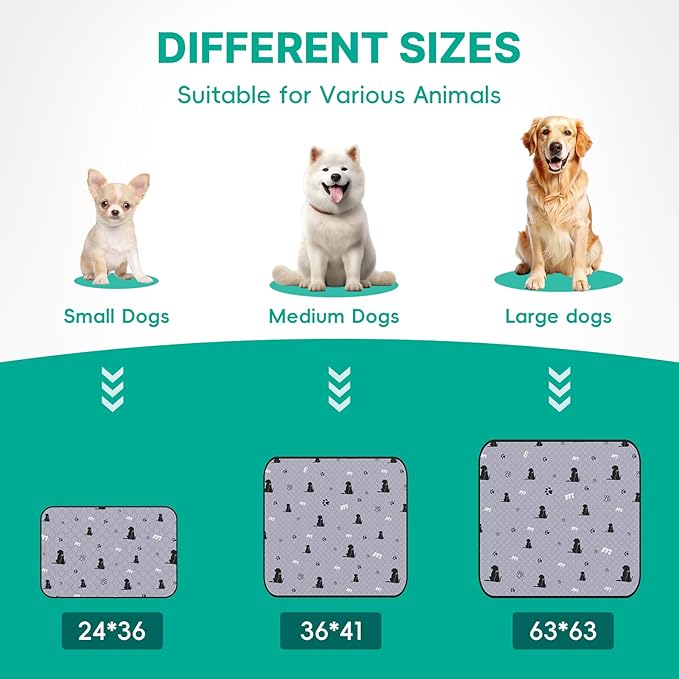 JollyMate 36"x41" Washable Pee Pads for Dogs, Ultra-Absorbent and Leak-Proof Reusable Pee Pads, Non-Slip Reusable Puppy Pads, Waterproof Dog Pee Pads, 2 Pack