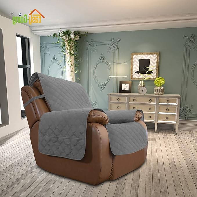 Easy-Going Sofa Slipcover Waterproof Oversized Recliner Chair Cover Non-Slip Fabric Couch Cover for Living Room Washable Furniture Protector for Pets Kids Children Dog Cat (Oversized Recliner, Grey)