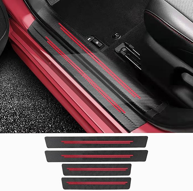 Door sill Protector, Door sill Scratch Protection (for All car Models) Door sill Protector（4PC red）