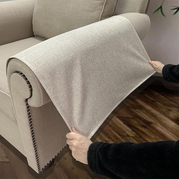 NOYOURS Couch Arm Covers, Anti-Slip Sofa Armrest Cover for Recliner, 2pc Washable Sofa Arm Covers, Dogs Cats Pet Scratch Proof Couch Arm Protectors, Beige, 24x28inch