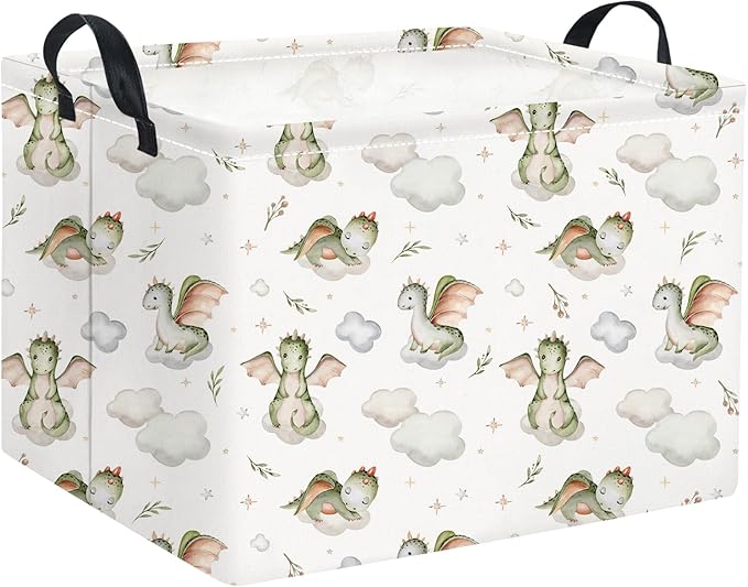HIYAGON Rectangular Baby Girl Basket Kids Baby Storage Basket Toy Storage Bin Organizer Box Room Decor(Cute Dinosaur)