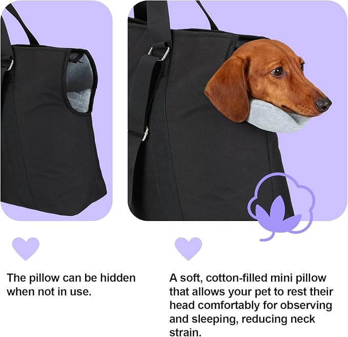 Ownpets Large Dog Purse Carrier, Carrier with Pockets for Medium Pets for Travel Vet Shopping, Fits 18-20 lbs, Cat and Dog Tote Bag, Women's Hands-Free Pet Carrier Bag, (Black)