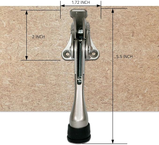 One Touch Kickdown Door Stopper, Door Holder, Heavy Duty Door Stops, Bottom of Door, Height-Adjustable Rubber Tips by HASHI (Antique Bronze 4 inch x 2pack)