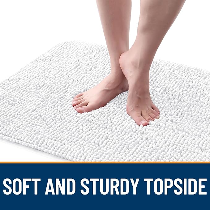 OLANLY Dog Door Mat for Muddy Paws 47x32, Absorbs Moisture and Dirt, Absorbent Non-Slip Washable Doormat, Quick Dry Chenille Mud Mat for Dogs, Entry Indoor Entryway Carpet for Inside Floor, White