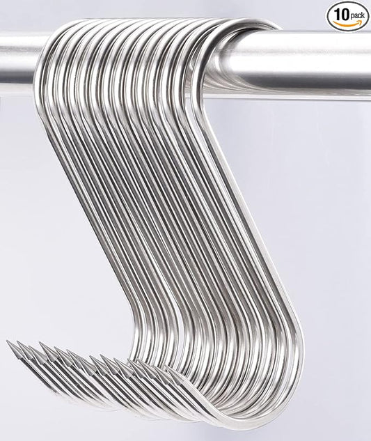 20pcs 6Inch Meat Hooks S-Hook 4mm Stainless Steel Meat Processing Butcher Hook for Butcher,Processing,Hanging,Chicken,Hunting,Smoking,Ribs,Fish,Poultry,Drying BBQ Grill Cooking