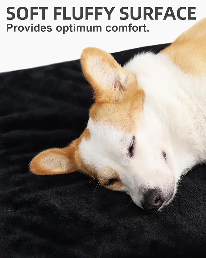 KSIIA Orthopedic Dog Bed Crate Waterproof Pet Mats for Small Dogs Deluxe Plush Washable Pet Bed with Egg Crate Foam & Removable Cover, 23 x 17 Inch, Black