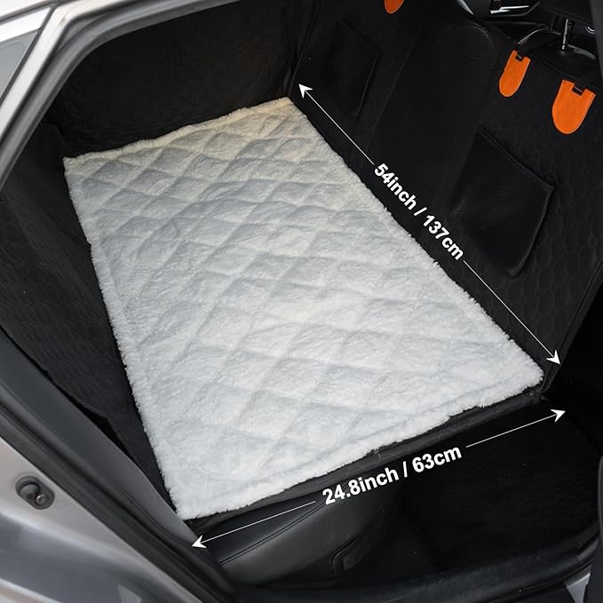 Backseat Pet Bed Mat, Truck Plaid Dog Bed for Car Back Seat, Deluxe Dog Seat Covers, Non-Slip Travel Pet Mat, Fit for Backseat Extenders and Trucks SUV