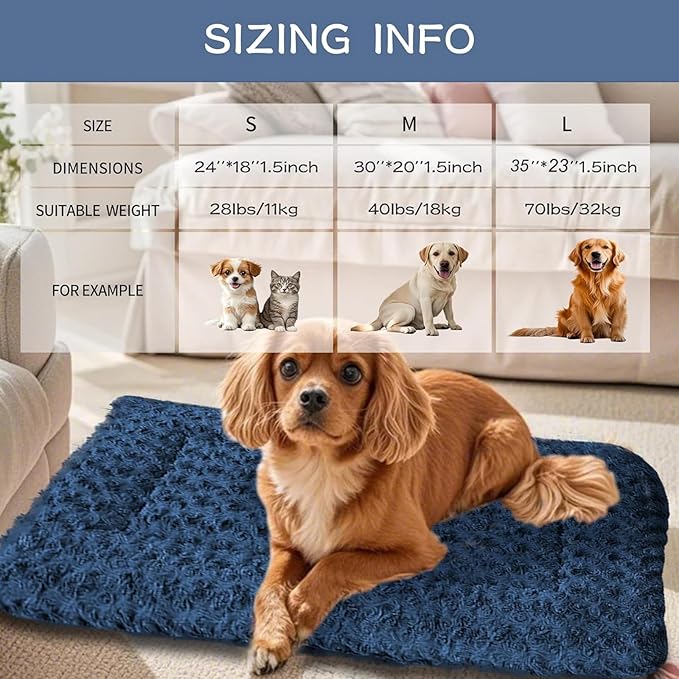 Dog Bed Mat - Reversible Dog Crate Bed Mats, Soft & Breathable Kennel Pad, Durable Crate Bed for Small Medium Large Dogs & Cats