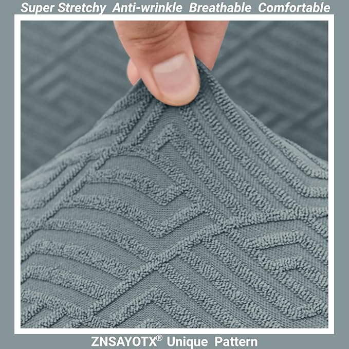 ZNSAYOTX Stretch Fit Futon Cover (67"-82") Armless Futon Sofa Bed Slipcover with Elastic Band, Universal Foldable Sofa Mattress Protector Full Queen Size, Washable Comfort Jacquard (Light Grey)