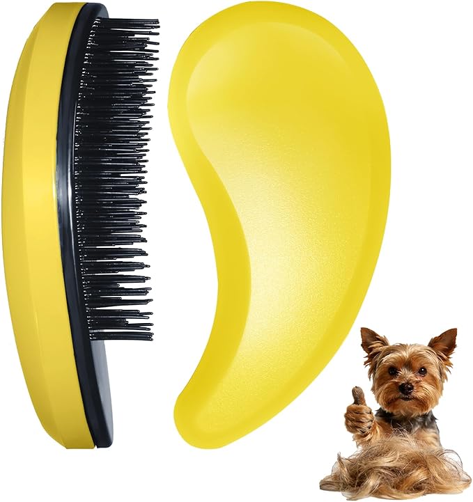 Small Dog Brush - Grooming Tool for Teddy, Yorkies, Maltese, Shih Tzu, Chihuahua - Puppy Hair Brush (Yellow)