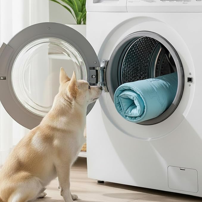 Cooling Pet Mat – 31x28.5 Dog or Cat Cool & Comfy, Soft Breathable Self-Cooling Pad, Pet-Safe, Durable, Perfect for Hot Weather, Naps, Crates, Cars, Couch, Washable, Take Anywhere, Blue
