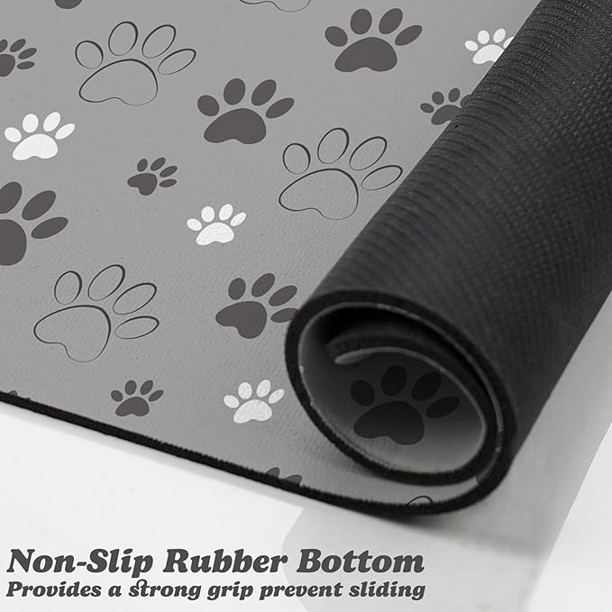 Dog Food Mat, Absorbent Water Bowl Mats Cat Pet Feeding Placemats Light Gray 17 * 30 inch