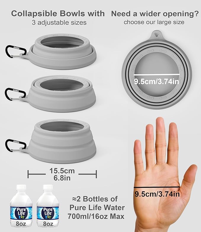 OHMO Spill Proof Collapsible Dog Water Bowl 24oz for Cars, No Splash Portable Bowls for Dog Travel, Pet Essentials for Road Trips, Cat Travel Accessories