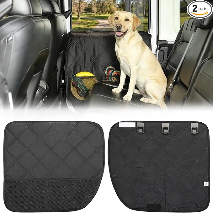 JOYTUTUS Dog Car Door Protector Compatible with Wrangler JL & Gladiator JT, Waterproof & Anti-Scratch Door Protector from Dog Scratching with Storage Pockets 2 Pack
