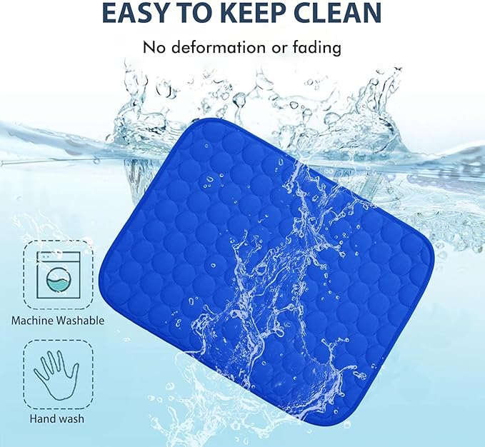 MICROCOSMOS Summer Cooling Mat & Sleeping Pad- Water Absorption Top, Materials Safe, Easy Carry, EZ Clean. Keep Cooling for Pets, Kids and Adults.(Dark Blue, 40" x 28")