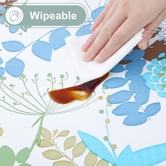 misaya Rectangle Waterproof Vinyl Table Cloth, Wipeable Tablecloth with Flannel Backing, Plastic Table Cover for Dinner, Picnic, Indoor and Outdoor (Leaves, 60" x 102")