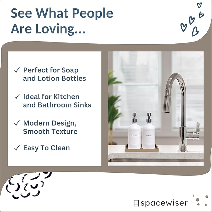 Spacewiser Countertop and Vanity Tray - Small 7.7” Silicone Tray for Soap Dispenser Bottles, Bathroom Trays, Kitchen Sink Trays, Sink Caddy Kitchen Sinks Organizer, Soap Dish & Sponge Holder Mat