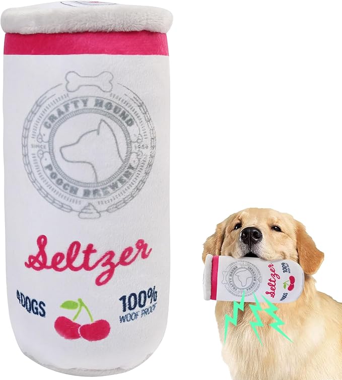 Prime Pets Plush Dog Toy, Dog Squeaky Toys, Beer Pet Toy for Small Medium Large Dogs, Stuffed Puppy Chew Toys