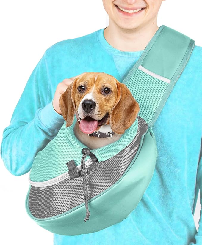 Cuddlissimo! Pet Sling Carrier - Soft Front-Chest Carrying Bag for Small Pets (Ideal for Dogs, Puppies & Cats 6–10 lbs) - Carefully Sized for Yorkshire Terrier, Maltese, Toy Poodle, Papillon -(Teal-L)