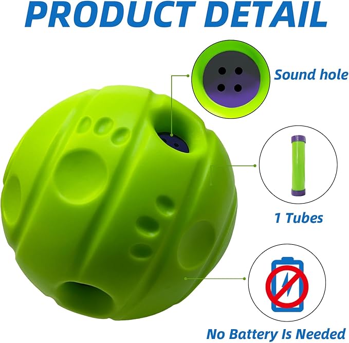 SHAKE AND LAUGH Dog Toys Ball, Interactive Dog Ball, No Paint, Gibbering Sound with Surface Concave Lines, XS, 2.75 in (7 cm)