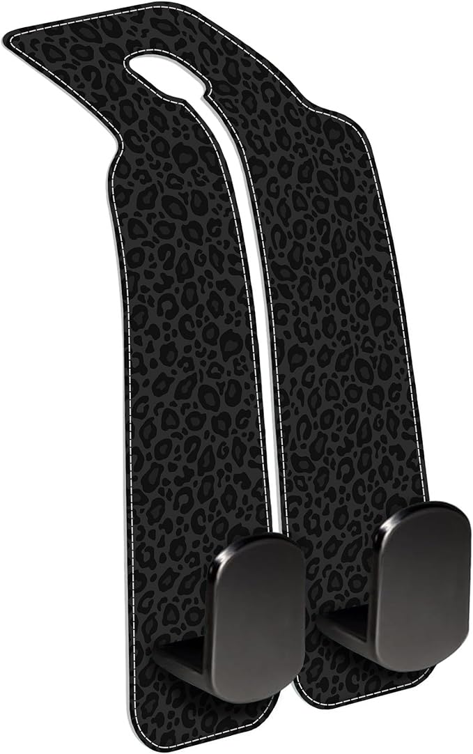 AEWNUNK Abstract Black Leopard Animal Colorful Paw Prints 1 Pack Bag Purse Holder for Car Premium Leather Double Metal Hook for Handbags, Grocery Bags and Phones