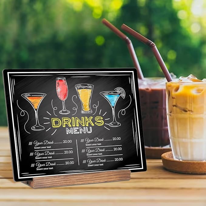 Wooden Double-Sided Chalkboard with Base (2 Pack) - 8.7x11.5 inches, Black