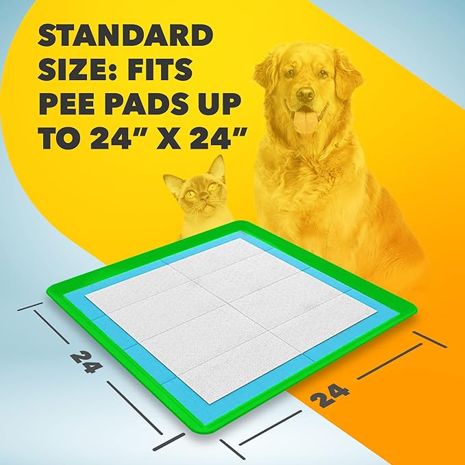 TidyFriend 2 Pack Dog Pee Pad Holder Tray - Fits Up to 24” x 24” Pee Pad Holder for Dogs - Stable Grip, Raised Edges, Quick-Wipe Silicone Surface Dog Pad Holder for Indoor Flooring Protection (Green)