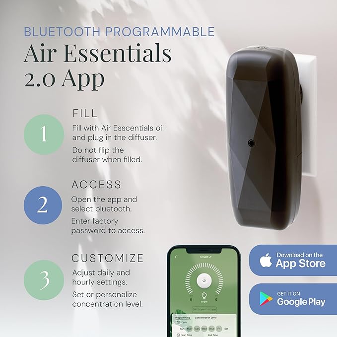 Air Esscentials The Diamond Smart Scent Air Machine for Home, Bluetooth App-Controlled, Covers up to 500 sq. ft, 100mL Waterless Fragrance Oil Diffuser with Cold Air Aromatherapy, Black