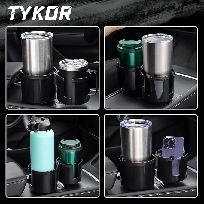 Car Cup Holder Expander, 2 in 1 Cup Holder Extender Adapter with Expandable Base, Fits Yeti, Hydroflask, Large Water Bottles 10-46 OZ