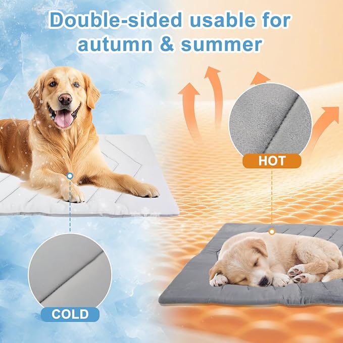 Qonimm Dog Cooling Mat for Large Dogs 40 x 28''Self Coolings Foldable Cooling Pad,Q-MAX>0.5 Washable Ice Cool Fabric-Cool on Contact，Easy Washable Pet Pad for Kennel Sofa Floor Car Seats in Summer