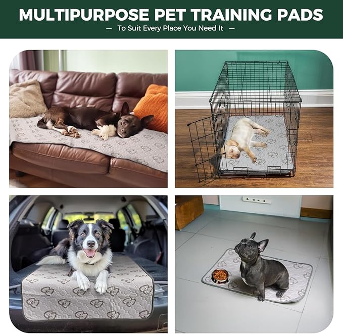 FXW Washable Pee Pads for Dogs, Puppy Pads with Super Absorbent, Specifically Designed for 24inch Cages, 17" x 23" Rectangle, Khaki, 2 Packs