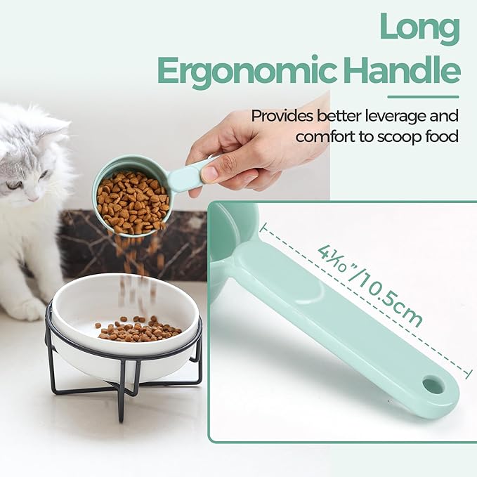 MSBC Measuring Dog Food Scoop - 1/2 Cup Scoop Measuring Cup for Dog Cat Ferret Rabbit Bird Food, Melamine Half Cup with Handle, Food-Grade 1/4 Pet Feed Scoop, Dishwasher Safe, Green