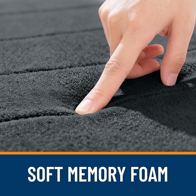 OLANLY Memory Foam Bath Mat 70x46, Super Soft Absorbent Bathroom Rugs, Quick Dry, Machine Washable Shower Floor Rugs, Bathmat Carpet, Bathroom Home Decor Accessories, Dark Gray