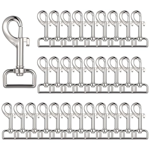 YUXIANLB 30 Pcs Heavy Duty Swivel Snap Hooks for Dog Leash, 3 Inch Flag Clasp Single Ended Clip Hooks, Multipurpose Bolt Snap for Keychain, Camera Strap, Pet Leash & Collar