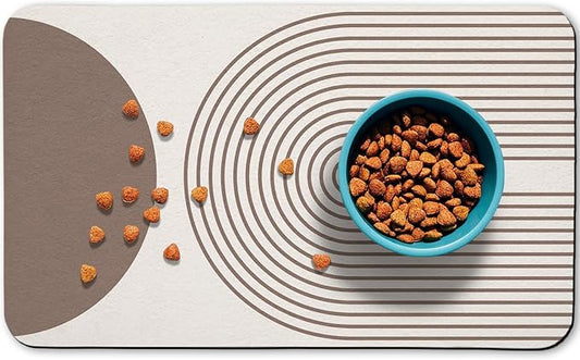 Dog Food Mats for Floors Waterproof, Cat Water Bowl Mats Pet Feeding Absorbent Mat Placemats for Food and Water Brown Bohemia 12 * 20 inch