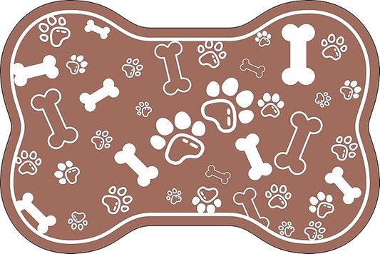 Dog Cat Mat for Food and Water,Rapid Absorbent Pet Feeding Mat, Bone Shaped Dog Placemat Bowl Mat with Rubber Backing,No Stains Pet Food Mats Indoor, Pet Accessories Supplies,Brown 23"×36"