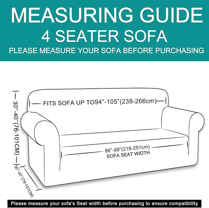 U-NICE HOME 4 Seater Stretch Couch Cover Sofa Cover Washable Sofa Slipcover Furniture Protector for 3 Cushion Couch Sofa Pet Friendly, Taupe