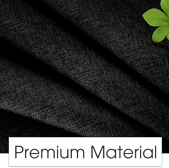 Joywell Linen Armrest Covers for Living Room Anti-Slip Sofa Arm Protector for Dogs, Cats, Pets Armchair Slipcover for Recliner with 4 Pockets for TV Remote Control, Phone, Set of 2, Black