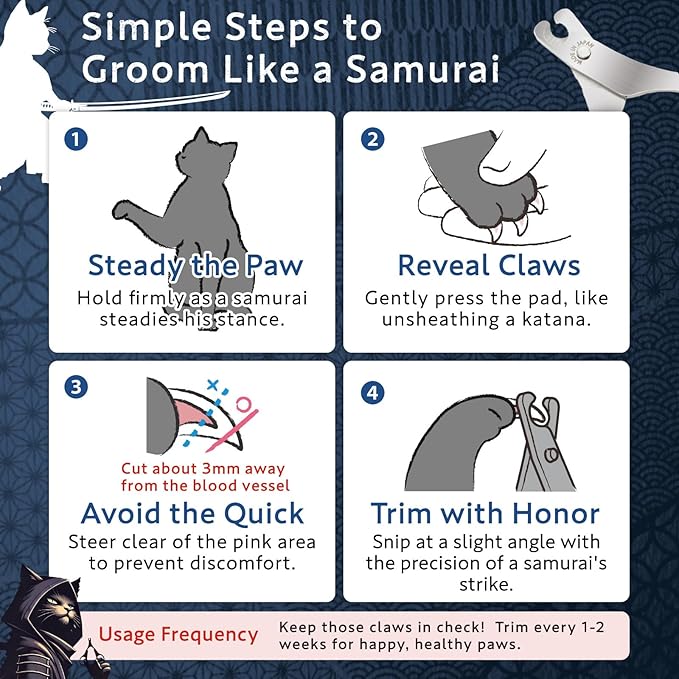 HIBINO Samurai-Grade Cat Nail Clippers | Vet Recommended | Sharper, Quieter & Safer | Precision Blade for Stress-Free Grooming | Non-Slip Grip | Lifetime Durability | Made in Japan