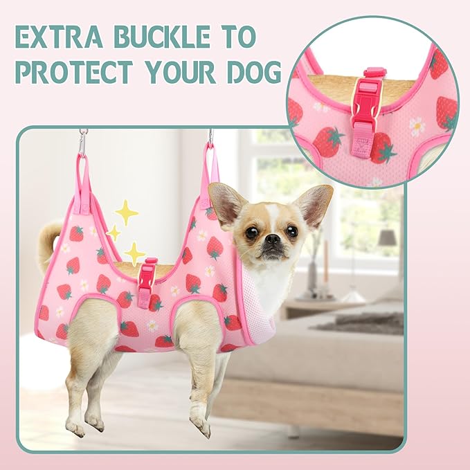 Supet Cat Grooming Hammock, Dog Hanging Harness for Nail Trimming Doorframe, Pet Holder Restraint for Clipping Nails, Pet Hoist Sling for Cutting Nails, Ear & Eye Cleaning, Medicine at Home (XS)